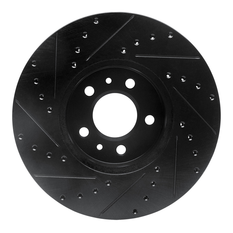 Ford Crown Victoria Brake Rotor (1) - Front Right - R1 Concepts - Drilled & Slotted - Black - `98-`02